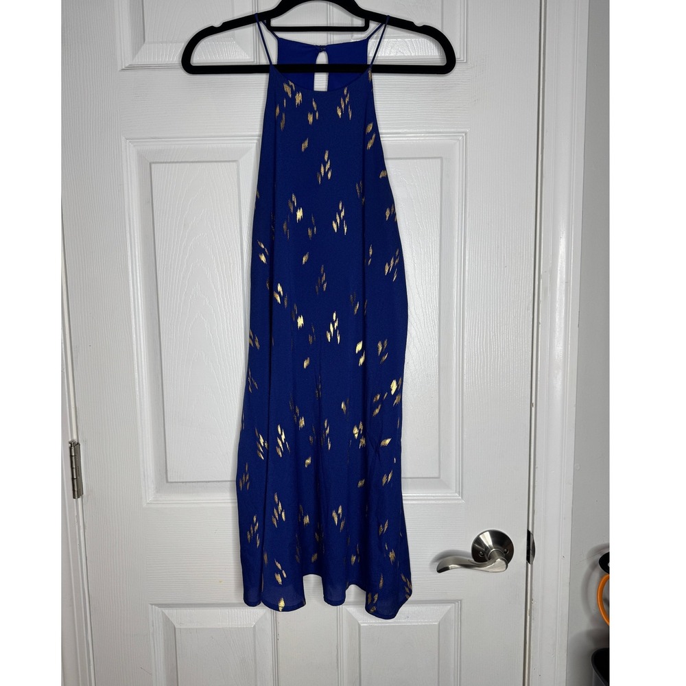 EVERLY Blue Gold‎ Tank Dress Key Hole Back Size PS